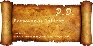 Presovszky Dalibor névjegykártya